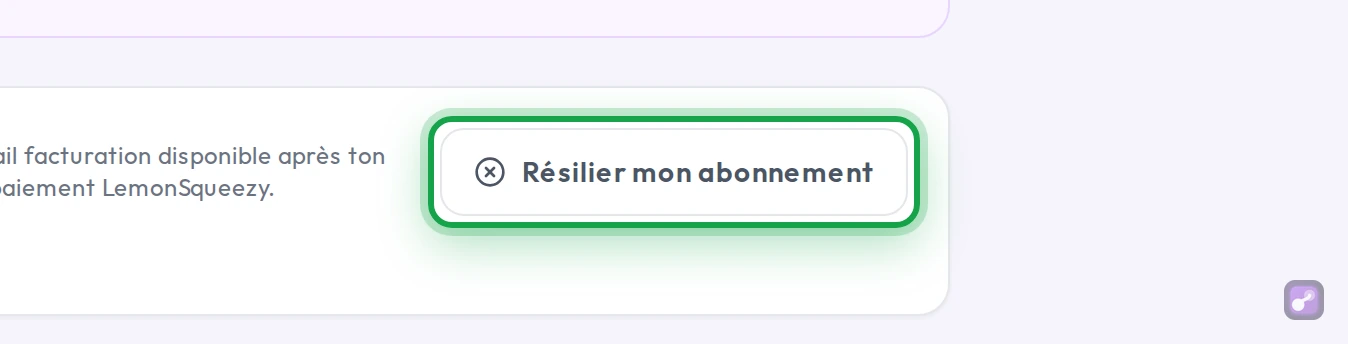 Gros plan sur le bouton « Résilier mon abonnement »