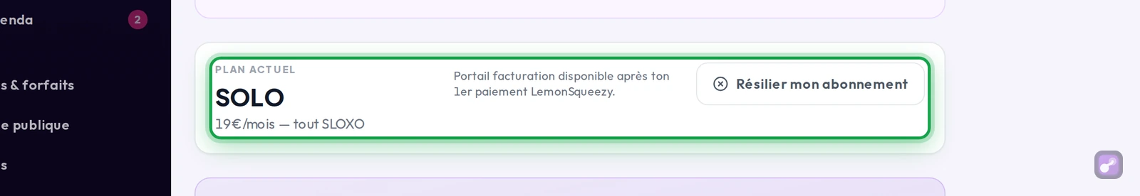 Gros plan sur la carte Plan actuel