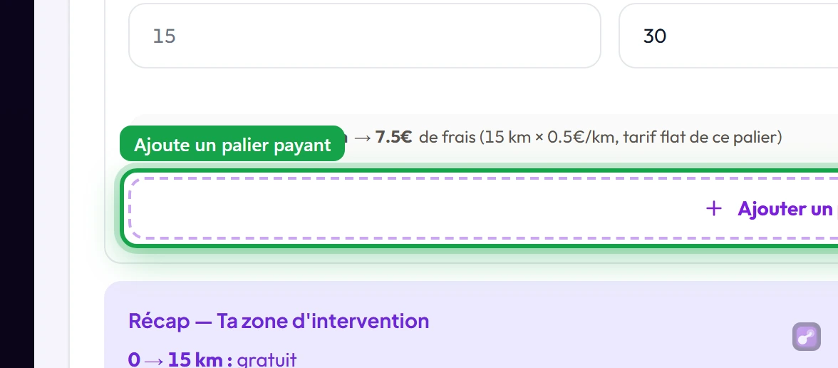 Gros plan sur le bouton « + Ajouter un palier payant »