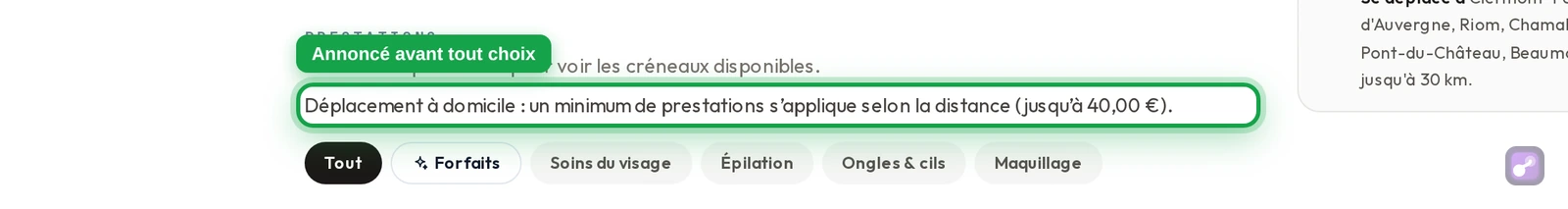 L'annonce du minimum sur la page, en gros plan