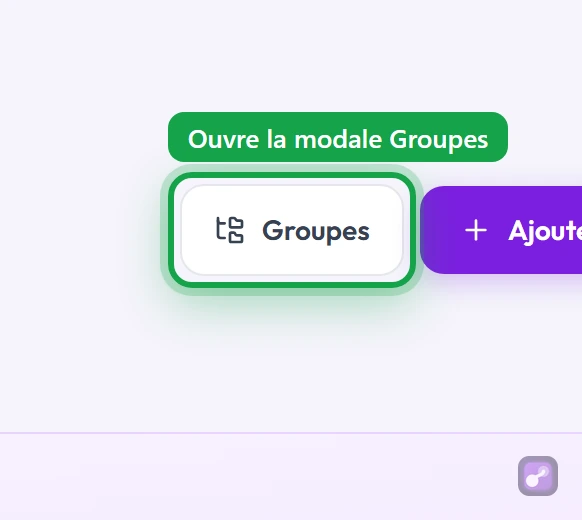 Gros plan sur le bouton Groupes (icône arborescence)