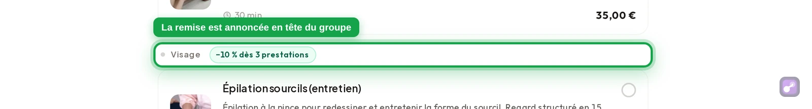 L'en-tête du groupe Visage et son annonce, en gros plan