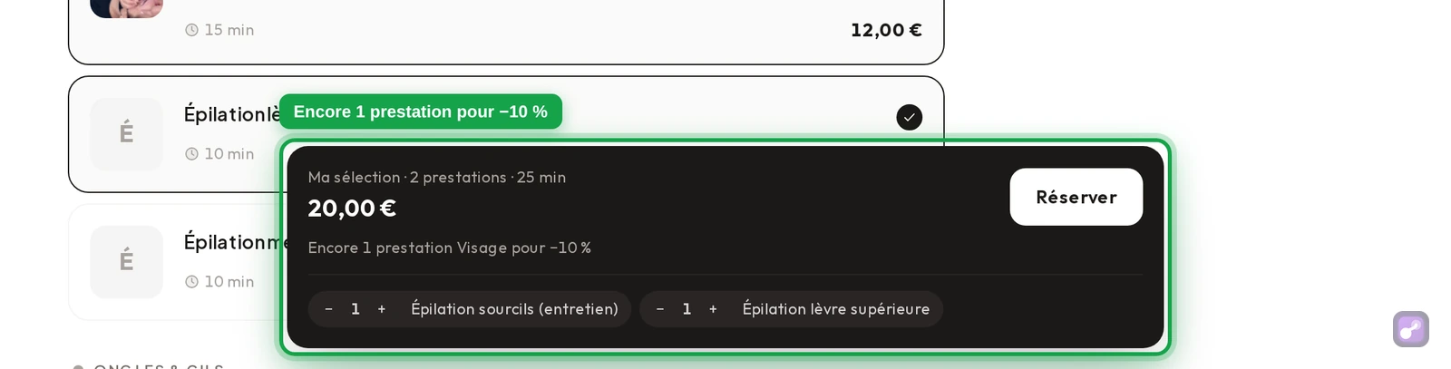 Le récapitulatif et son incitation, en gros plan
